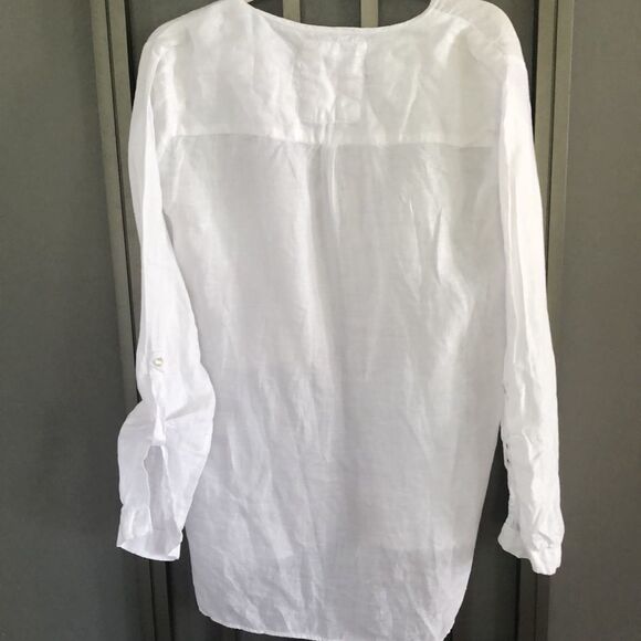 Claudio Milano White linen luxury Hi lo linen tunic blouse. Size S - Picture 5 of 8